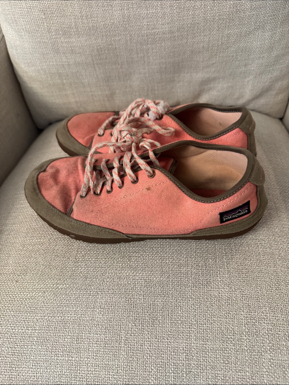 Patagonia Coral Canvas and Brown Trim Lace-Up Sneakers